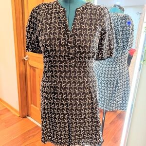 LOFT Black and White Floral Mini Dress